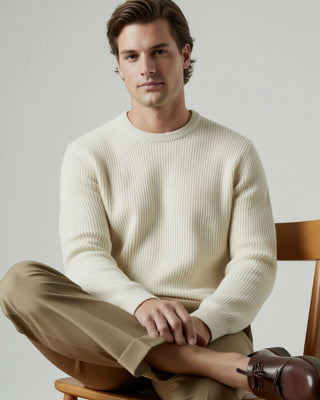 Pull à col rond blanc