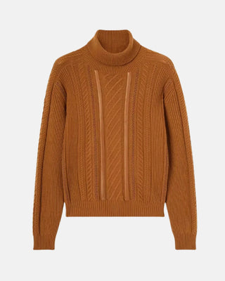 Pull col roulé cuivre en laine