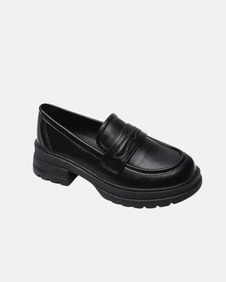 Mocassins en cuir noir surpiqué jaune