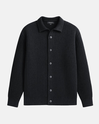 Cardigan homme laine cachemire - Détail maille côtelée épaisse