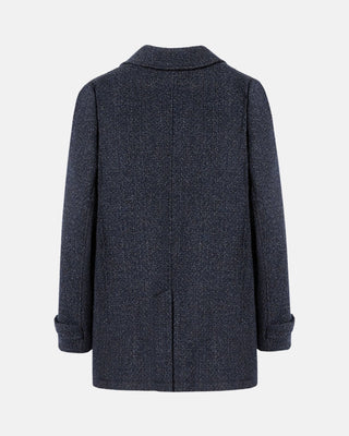 Manteau long laine flanelle homme - Détail texture chiné noble