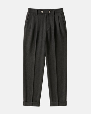 Pantalon flanelle laine homme CERVANE - Vue de face coupe droite