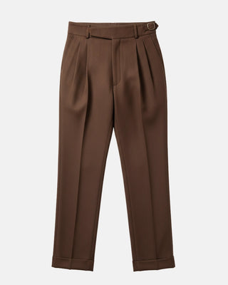 Pantalon gurkha laine ivoire homme CERVANE - Vue de face ceinture double boucle