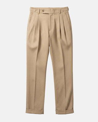 Pantalon à pinces beige homme CERVANE - Vue de face coupe droite