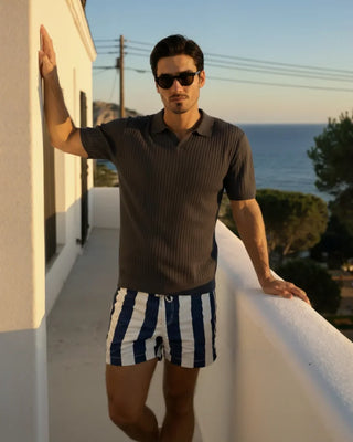 Polo en mailles côtelées sans boutons