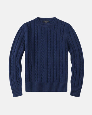 Pull Riviera maille torsadée bleu foncé CERVANE - Vue de face