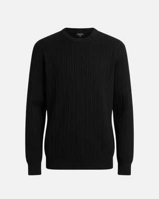 Pull Victor col rond noir CERVANE - Vue de face