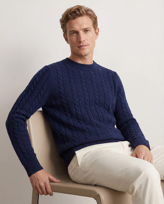 Pull en laine homme maille torsadée - Détail texture