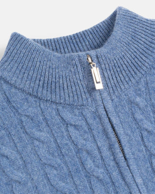 Pull torsadé col zippé homme Coton Bleu