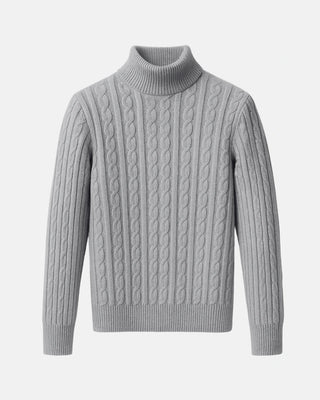 Pull col roulé gris clair en cahemire