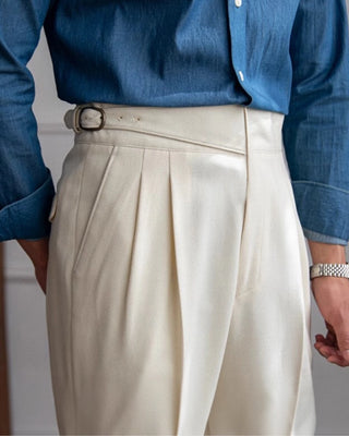 Pantalon gurkha en Laine ivoire